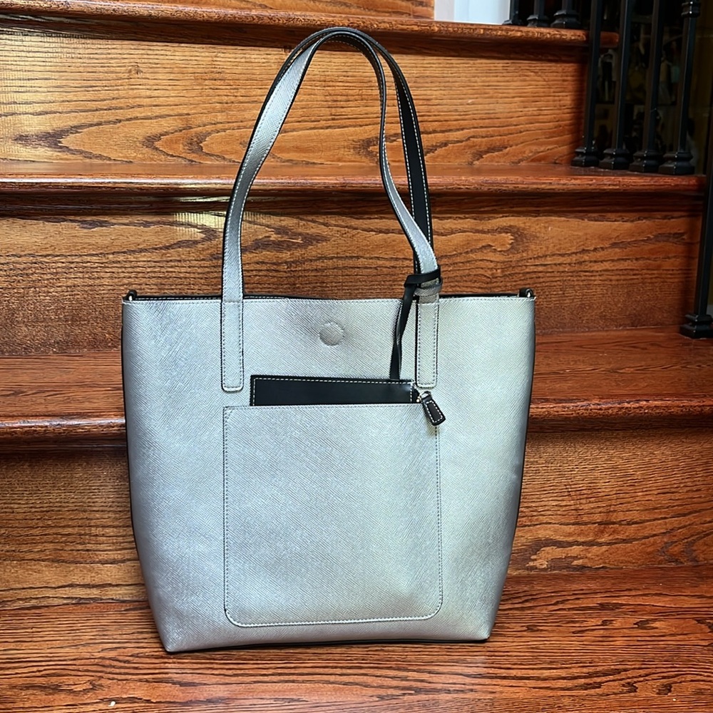 Reversible Silver and Black Tote Bag